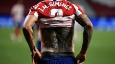 José María Giménez, en un partido con el Atlético. (AFP)