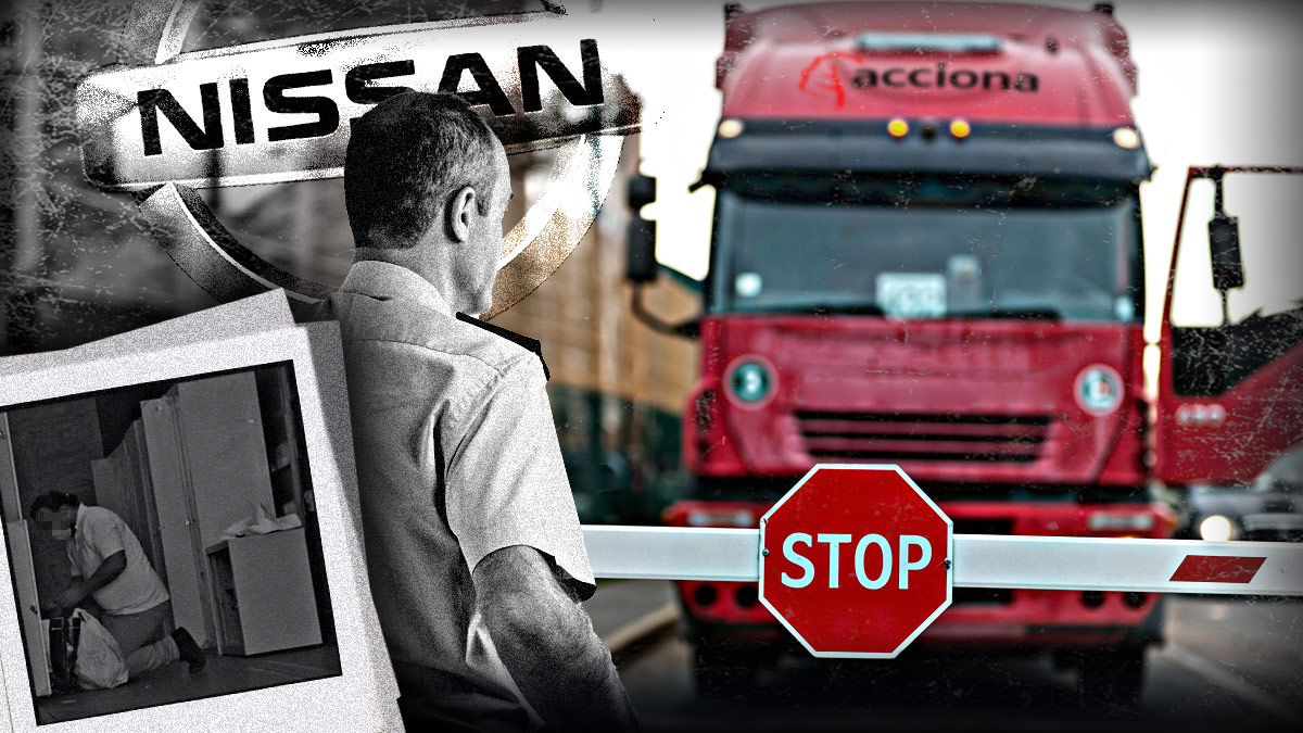Nissan veta la entrada a los empleados de Acciona y saca a la calle sus pertenencias en un camión