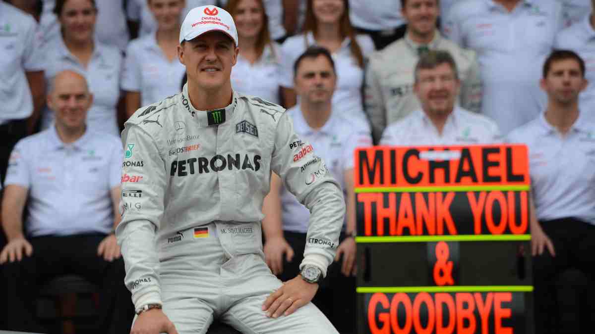 Michael Schumacher en su despedida de la Fórmula 1. (AFP)