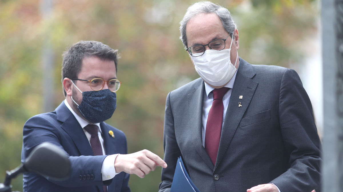 Pere Aragonés (ERC) y Quim Torra, ex presidente de la Generalitat.