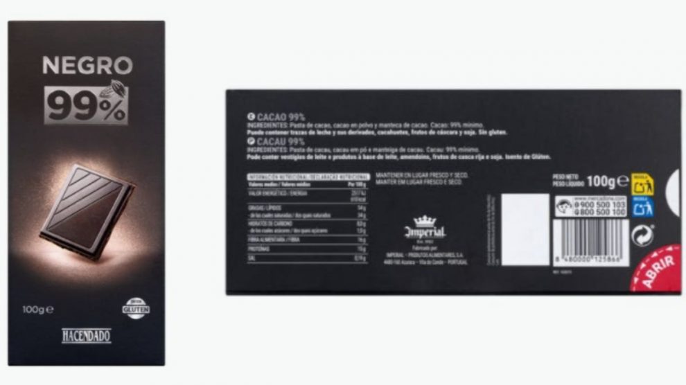 Chocolate negro 99% de Mercadona