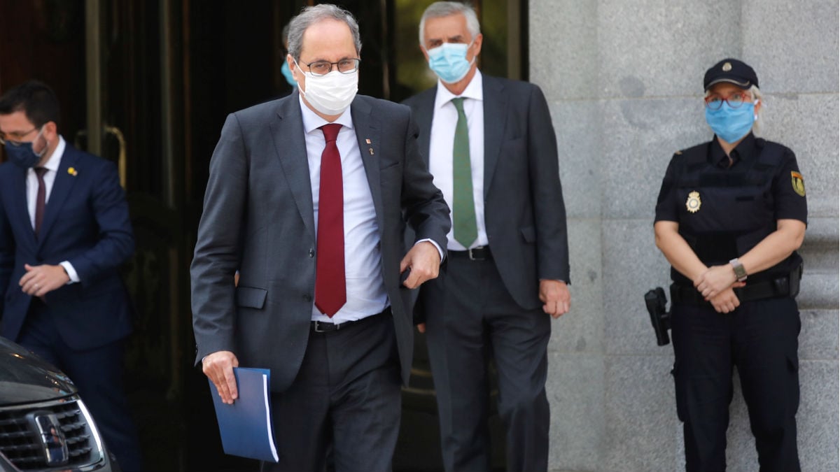 El presidente de la Generalitat, Quim Torra, a su salida del Tribunal Supremo este jueves en Madrid. (Foto: Efe)