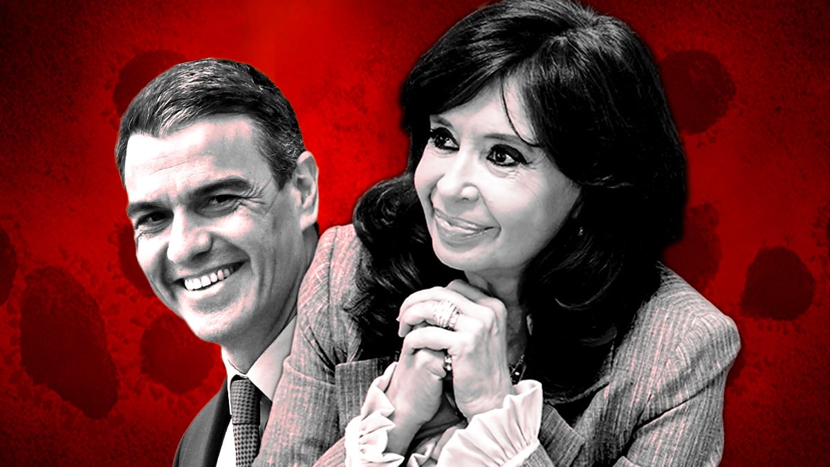 El presidente del Gobierno, Pedro Sánchez, y la vicepresidenta argentina, Cristina Fernández de Kirchner