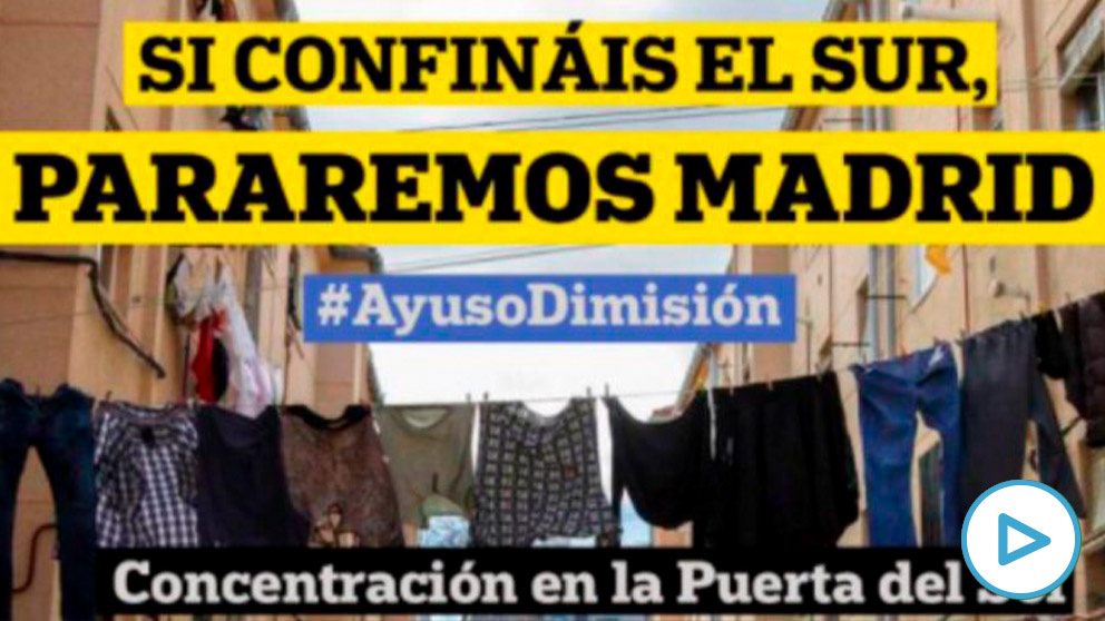 Cartel de la convocatoria de la manifestación contra Isabel Díaz Ayuso.