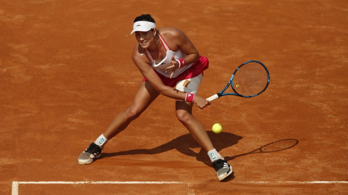 Garbiñe Muguruza durante su partido contra Simona Halep. (AFP)