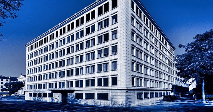 Fachada del Banco Mirabaud en Ginebra (Suiza).