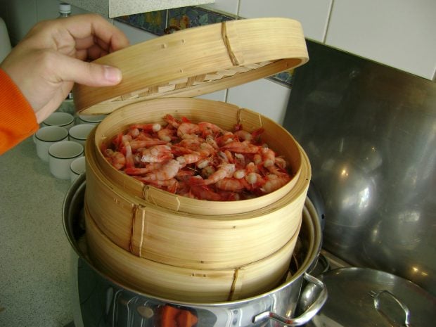 Cesta vaporera de bambú