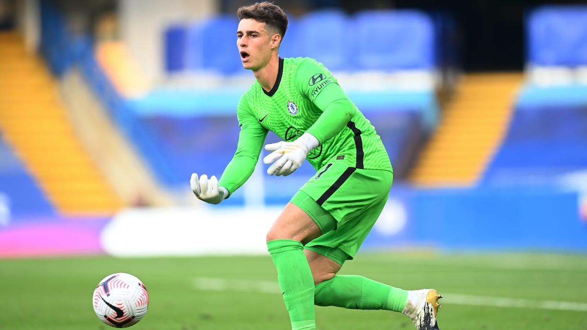 Kepa Arrizabalaga durante el Chelsea-Liverpool en el que cometió su grave error. (Getty)