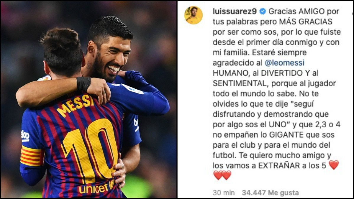 Luis Suárez responde al mensaje de Messi.