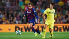 Griezmann y Gerard Moreno disputan un balón durante un Barcelona-Villarreal. (Getty)