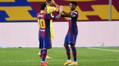 Ansu Fati y Leo Messi. (Getty)