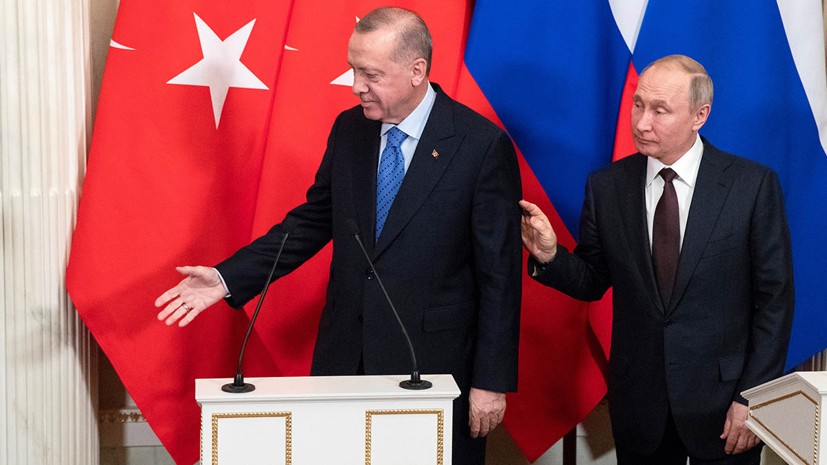 Los presidentes turco y ruso, Recep Teyyp Erdogan y Vladimir Putin.