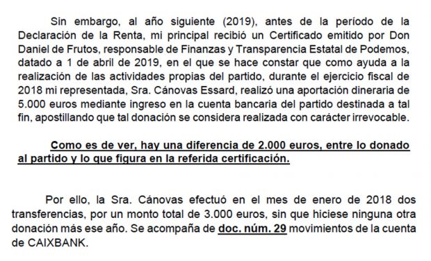Una ex senadora de Podemos denuncia que el partido usa las donaciones para blanqueo de capitales
