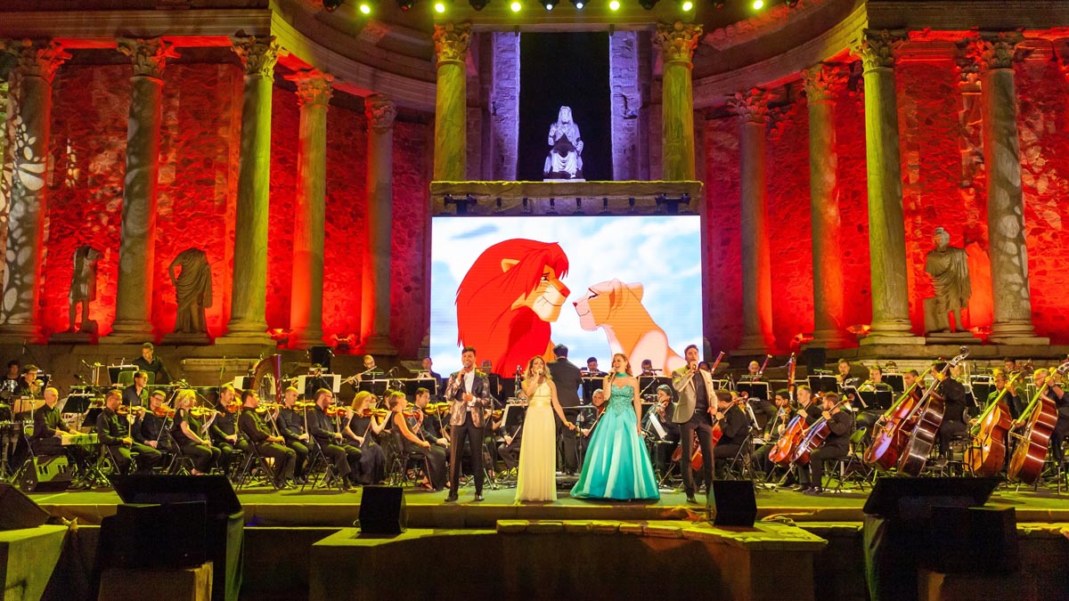 Momento del espectáculo «Disney in Concert» en el Teatro Romano de Mérida celebrado antes de la pandemia de coronavirus. Foto: EP