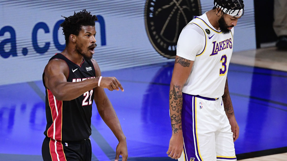 Butler, en el tercer partido contra los Lakers. (AFP)