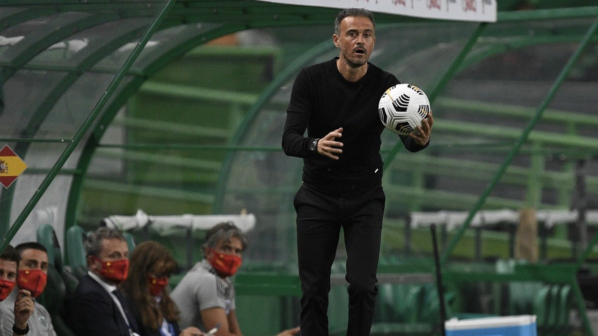 Luis Enrique, durante un partido de España. (Getty)