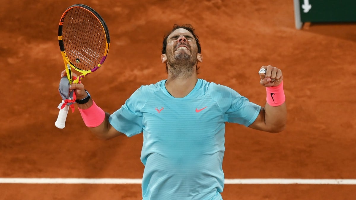 Rafael Nadal celebra la victoria en Roland Garros. (Getty)