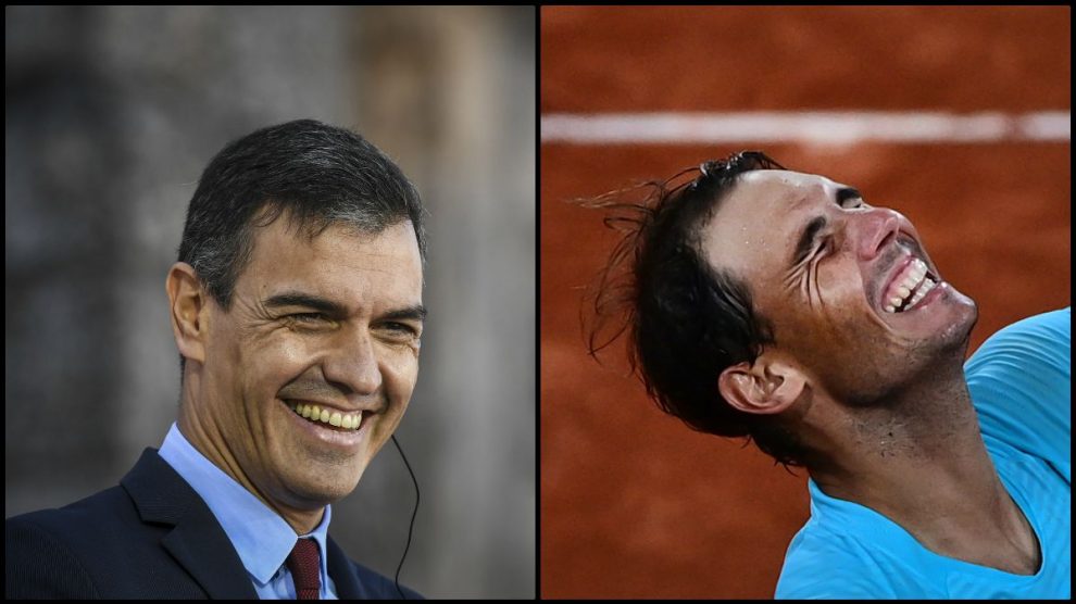 Pedro Sánchez y Rafa Nadal. (AFP)
