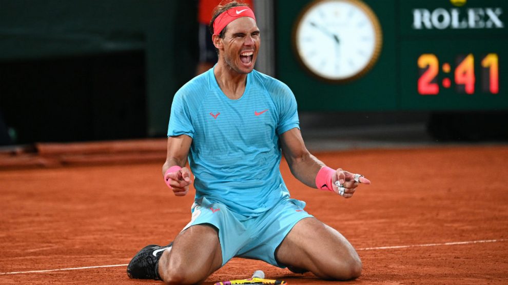 Rafa Nadal celebra la conquista de su decimotercer Ronald Garros. (AFP)