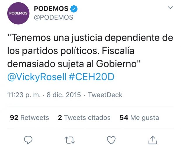 PSOE y Podemos en 2014: «Hay que despolitizar el CGPJ y que los partidos dejen de proponer candidatos»