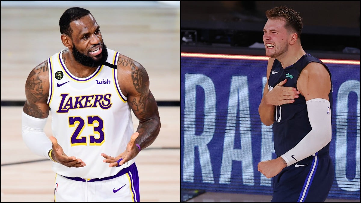 LeBron James y Luka Doncic. (AFP)