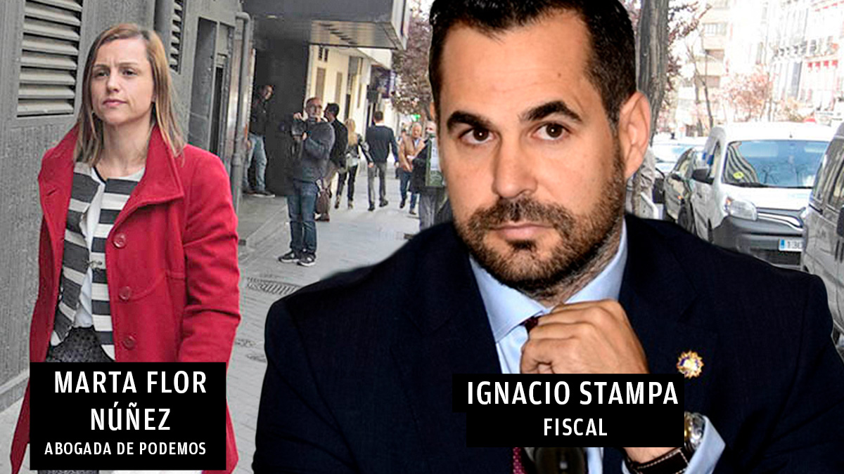 La abogada de Podemos, Marta Flor Núñez y el fiscal Ignacio Stampa