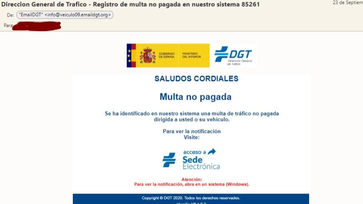El timo de la 'falsa multa no pagada de la DGT': ¡no piques!