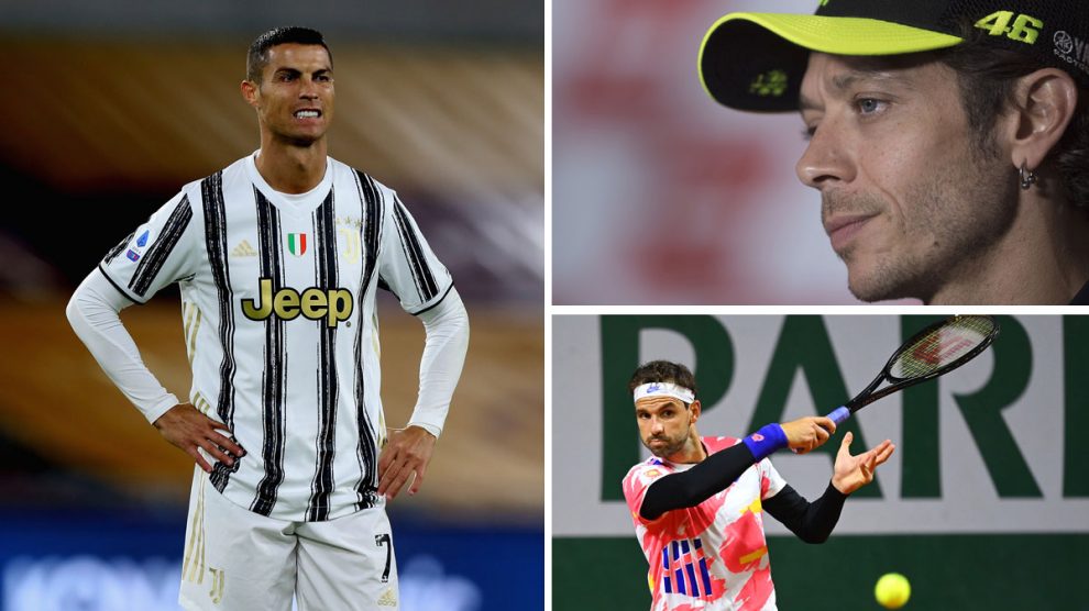 Cristiano Ronaldo, Valentino Rossi o Grigor Dimitrov son algunos de los deportistas que ha dado positivo por COVID-19 (Getty)
