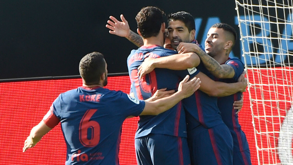 Luis Suárez celebra su gol al Celta. (AFP)