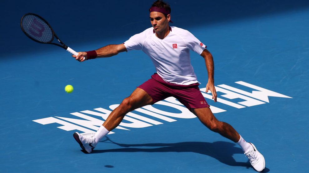 Federer, durante un partido en el Open de Australia 2020 (Getty)