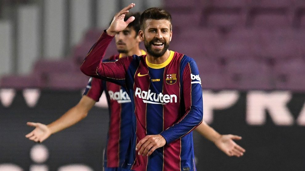Gerard Piqué durante un partido con el Barcelona. (Getty)