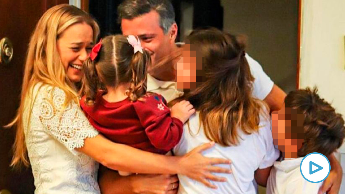 Leopoldo López con su mujer e hijos en Madrid.