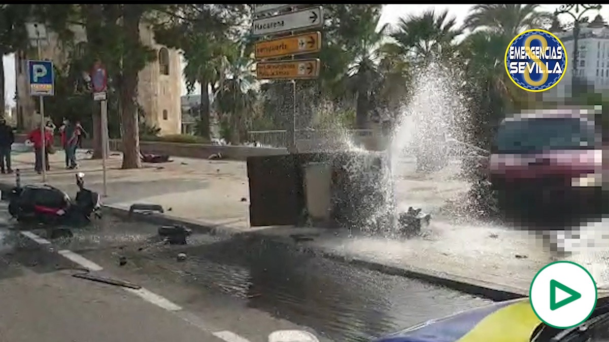 Accidente de tráfico junto a la Torre del Oro, en Sevilla.