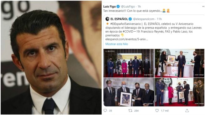 Figo y su mensaje en Twitter.