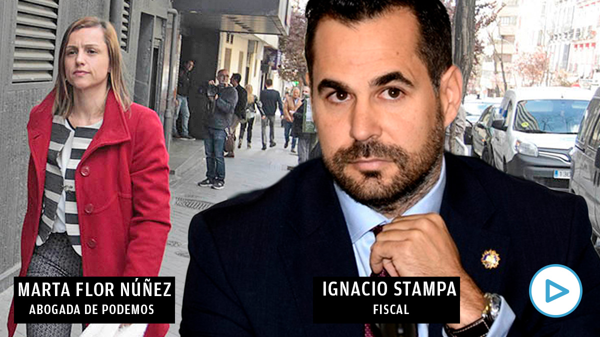 El fiscal Ignacio Stampa y Marta Flor Núñez, abogada de Podemos.