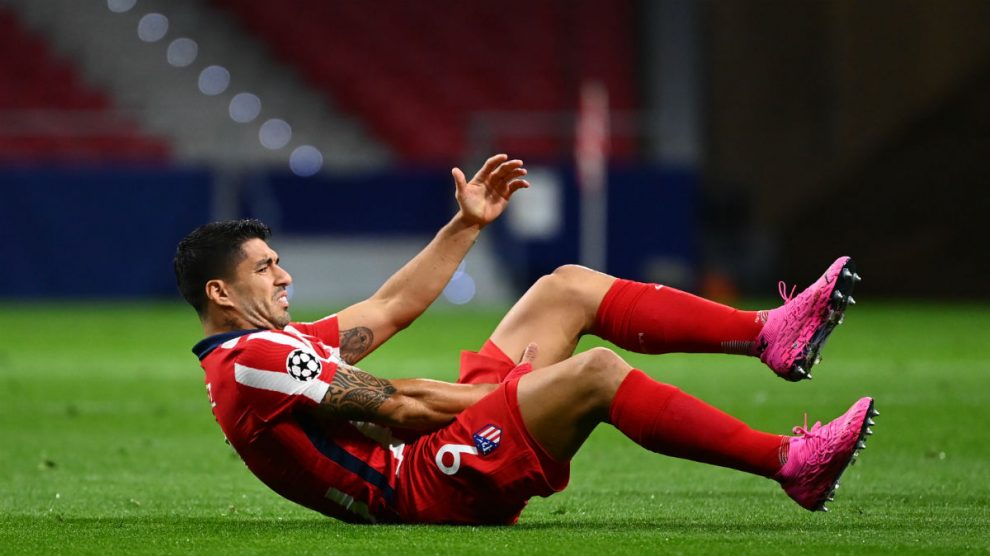 Luis Suárez, durante el encuentro ante el RB Salzburgo. (AFP)