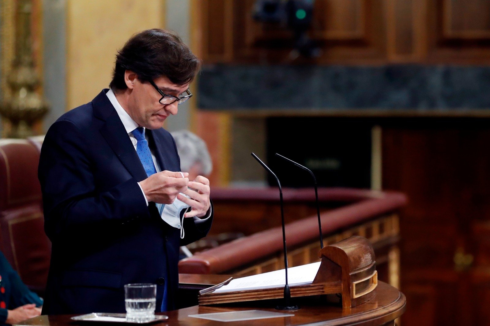 Salvador Illa, este jueves, defendiendo la prórroga del estado de alarma en el Congreso de los Diputados. Foto: EFE