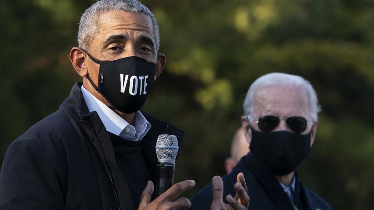 El ex presidente de los EEUU, Barack Obama, junto al candidato demócrata Joe Biden. Foto: AFP