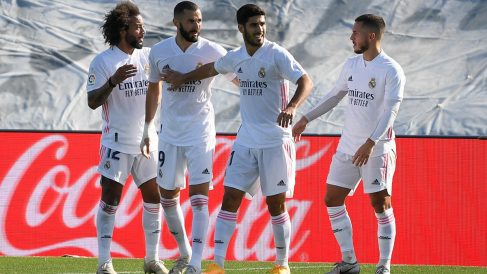 El Real Madrid celebra un gol. (AFP)