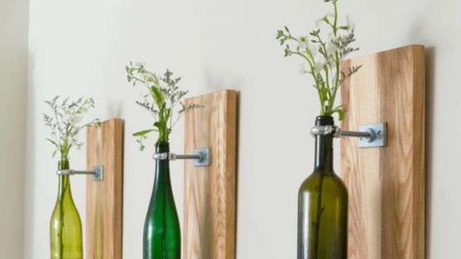 Retrato lámpara Semicírculo Cómo hacer maceteros con botellas de vino recicladas
