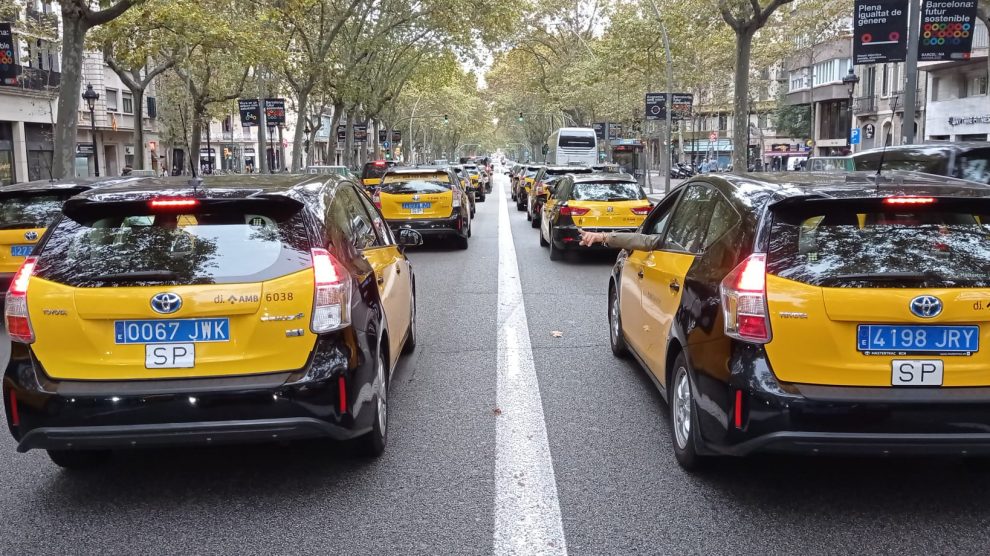Manifestación de taxis en Barcelona
