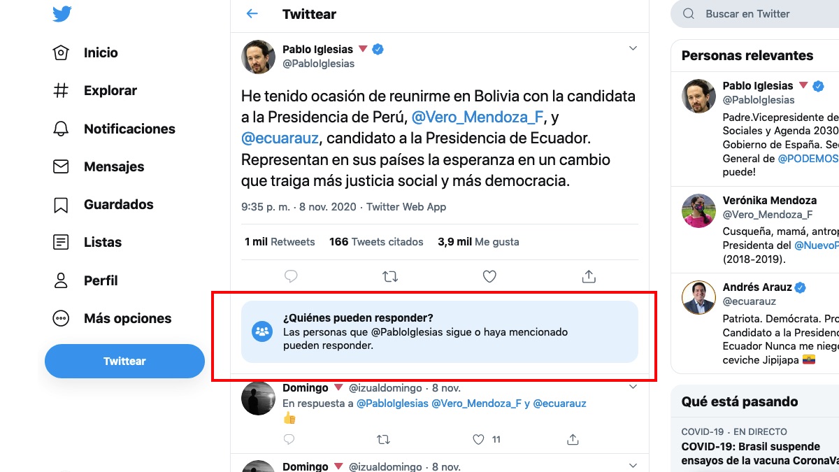 Censor Iglesias: bloquea su cuenta de Twitter a los comentarios de quienes no son sus amigos