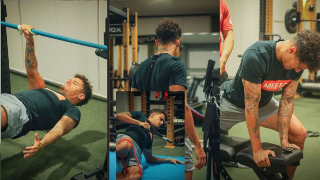 Estos son los ejercicios de Coutinho en el gimnasio para acelerar su recuperación