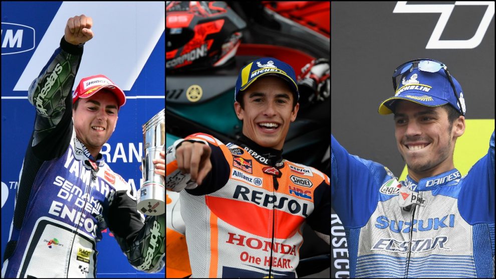 Jorge Lorenzo, Marc Márquez y Joan Mir.