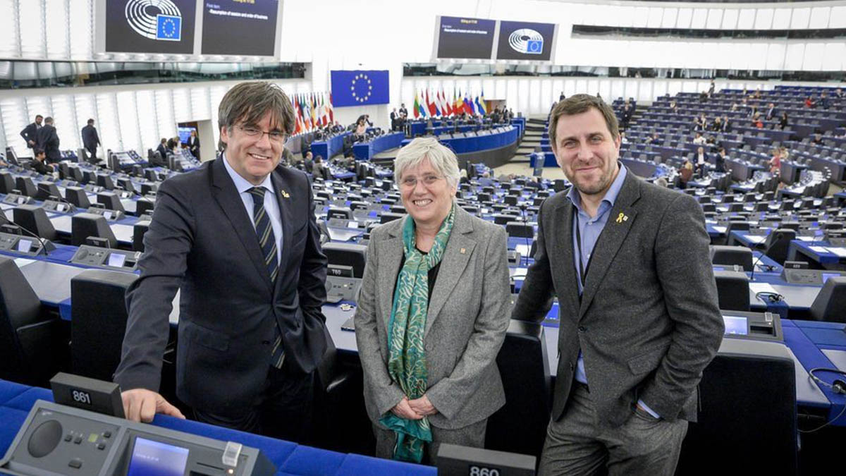 Puigdemont, Ponsatí y Comín, en el Parlamento Europeo.