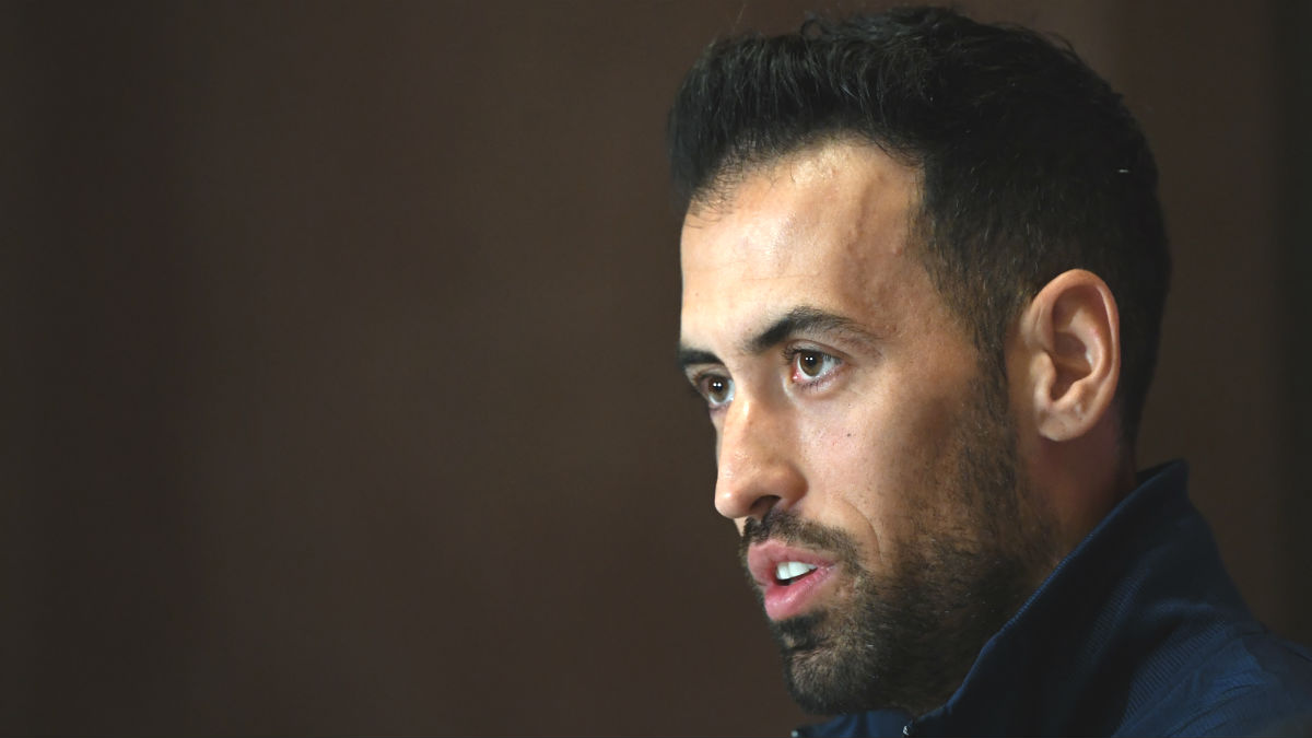 Busquets, en rueda de prensa. (AFP)