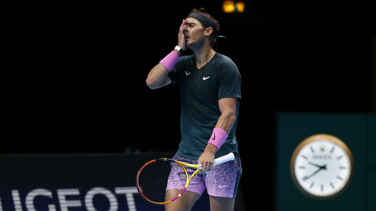 Nadal se lamenta en el partido ante Medvedev. (Getty)