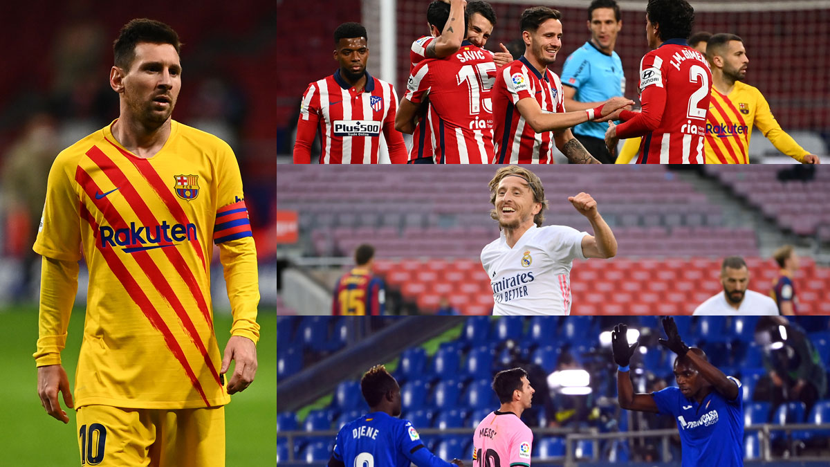 Las tres derrotas del Barcelona en Liga han sido ante Atlético, Real Madrid y Getafe (AFP)