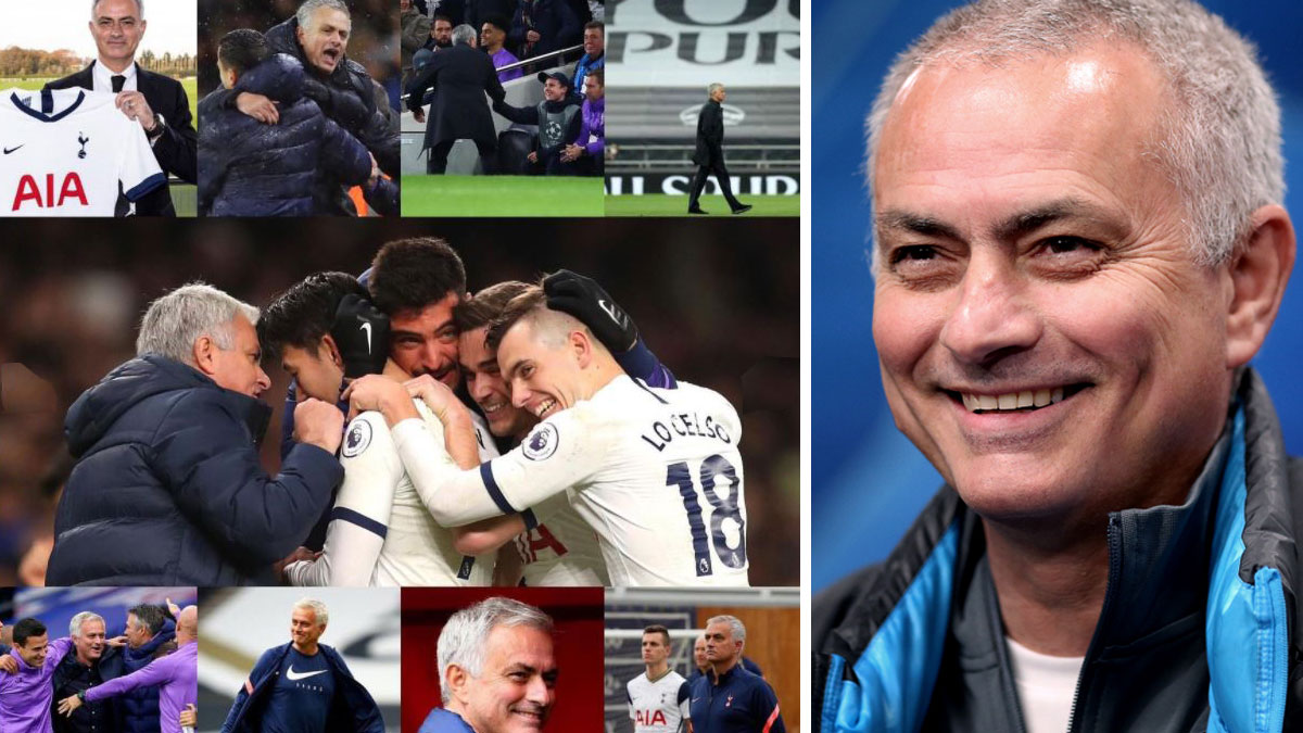 Imagen compartida por José Mourinho tras su primer año en el Tottenham (Instagram) y el técnico portugués en un partido (AFP)
