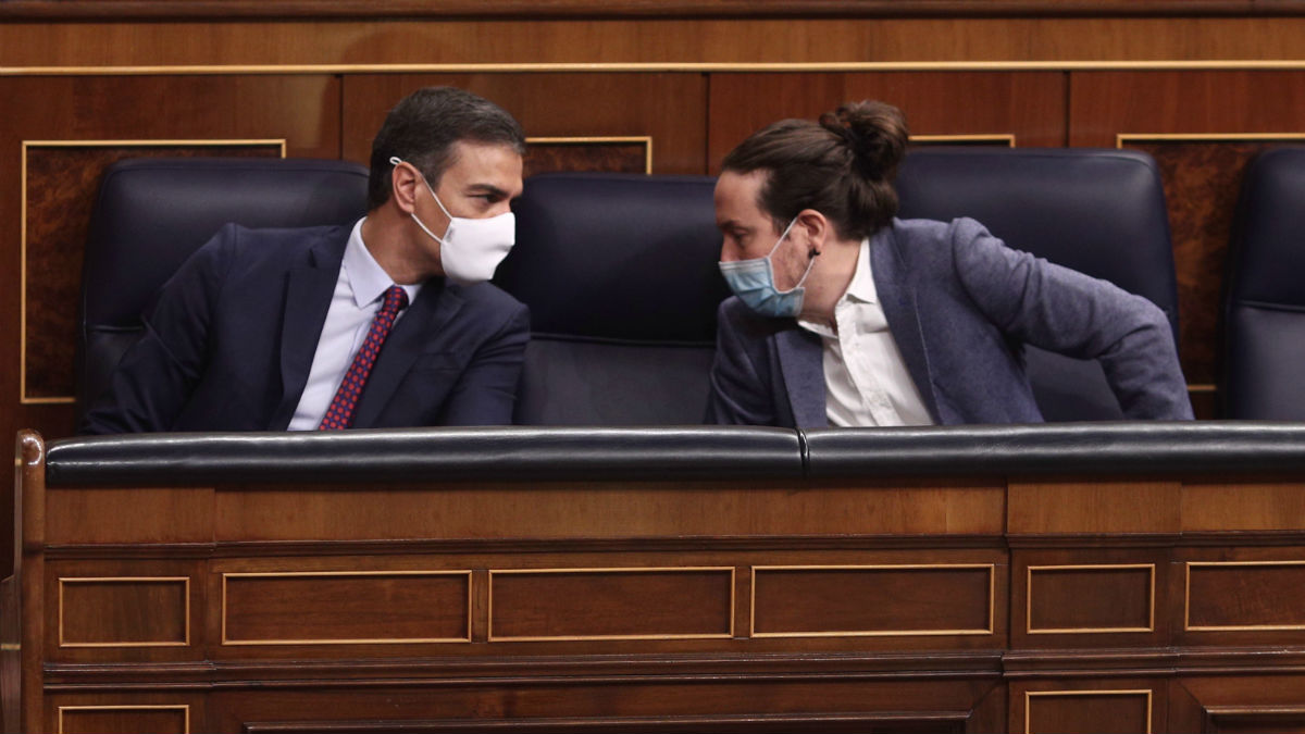 Pedro Sánchez y Pablo Iglesias en el Congreso de los Diputados.
